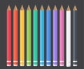 Set of colored pencils. Vector illustrations. School. Flat set of pencils