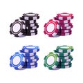 Set of colored poker chips stacks. Casino illustration Royalty Free Stock Photo
