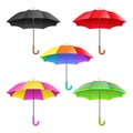 Set of colored realistic open umbrellas. Umbrellas collection Royalty Free Stock Photo