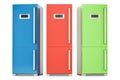 Set of colored refrigerators, 3D rendering