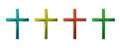 Set of colored religious blue cross on a white background. Christianity logo.