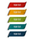 Set of colored ribbon banner template. Red curved banner design