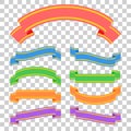 Set of colored ribbon banners. With space for text. A simple flat vector illustration isolated on a transparent background. Suitab Royalty Free Stock Photo