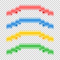 Set of colored ribbon banners. With space for text. A simple flat vector illustration isolated on a transparent background. Royalty Free Stock Photo
