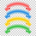 Set of colored ribbon banners. With space for text. A simple flat vector illustration isolated on a transparent background. Royalty Free Stock Photo