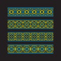Set of colored ribbon patterns. Yellow blue traditional ornaments for embroidery or frame design