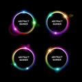 Set of colored round banners on dark background, for your design