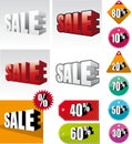 Set of colored sale labels