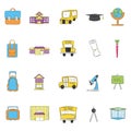 Set of colored school supplies sketch icons Vector