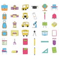 Set of colored school supplies sketch icons Vector