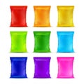 Set of Colored Sealed Plastic Foil Chips Bags Royalty Free Stock Photo