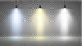 Set of colored searchlights on a transparent background.