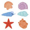 A set of colored seashells. Isolated vector illustration on a white background Royalty Free Stock Photo