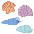 A set of colored seashells. Isolated vector illustration on a white background Royalty Free Stock Photo