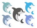 Set of colored shark illustration