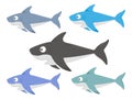 Set of colored shark illustration Royalty Free Stock Photo