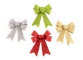 Set of colored shine ribbon bows isolated on white. Collection colored bowknot.