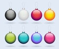 Set of colored shiny Christmas balls isolated on a white background. Vector illustration Royalty Free Stock Photo