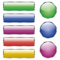 Set of colored shiny web glass button with reflection