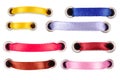 Set of colored silk ribbons on a white background