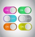 Set of Colored Slider Buttons Toggle 3D