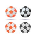 Set of colored soccer balls. volumetric 3d illustration and flat icon Royalty Free Stock Photo