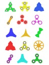 Set of colored spinners on isolated background