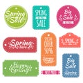 Set of colored spring stickers, labels, labels