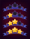 Set of colored stars and ribbons for web site or app graphics and design. Ranking game elements Royalty Free Stock Photo