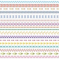 Set of colored stiches . Vector seamless colored rows