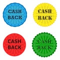 Set of colored stickers with the inscription cash back Royalty Free Stock Photo