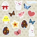 set of colored stickers for Easter. collection of baby labels for decoration and design. vector illustration