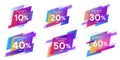 Set of colored stickers and sale banners. Dynamic geometric shapes with gradient. Template for horizontal text. Trendy minimal des