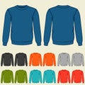 Set of colored sweatshirts templates for men