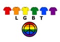 A set of colored T-shirts in LGBT colors.LGBT icons. Flag LGBT.