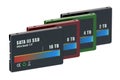 Set of colored TB solid state drives (SSD)