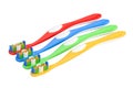 Set of colored toothbrushes, 3D rendering