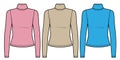 Set of colored turtlenecks slim fit long sleeve t-shirt