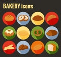 Set of colored vector bakery icons