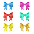 Set of 6 colored vector bows. holiday decorations.