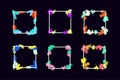 Set of colored vector frames in different shapes and cool bright multicolored abstract elements Royalty Free Stock Photo