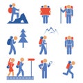 Set Of Colored Vector Hiking Icons