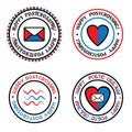 Set of colored vector seals for Postcrossing. Royalty Free Stock Photo