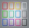 Set of colored vertical frames with shadows