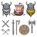 Set of colored viking elements