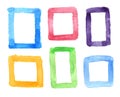 Set of colored watercolor frames isolated on a white background Royalty Free Stock Photo