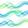 Set of colored waves. Abstract green-blue lines. Element for decoration. eps 10 Royalty Free Stock Photo