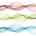 Set of colored waves. Abstract horizontal beautiful vector waves on white background, design element Royalty Free Stock Photo