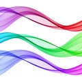 Set of colored waves. Abstract horizontal beautiful vector waves on white background, design element Royalty Free Stock Photo