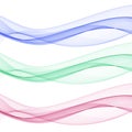 Set of colored waves. Green, blue and red lines. Abstract vector layout. eps 10 Royalty Free Stock Photo